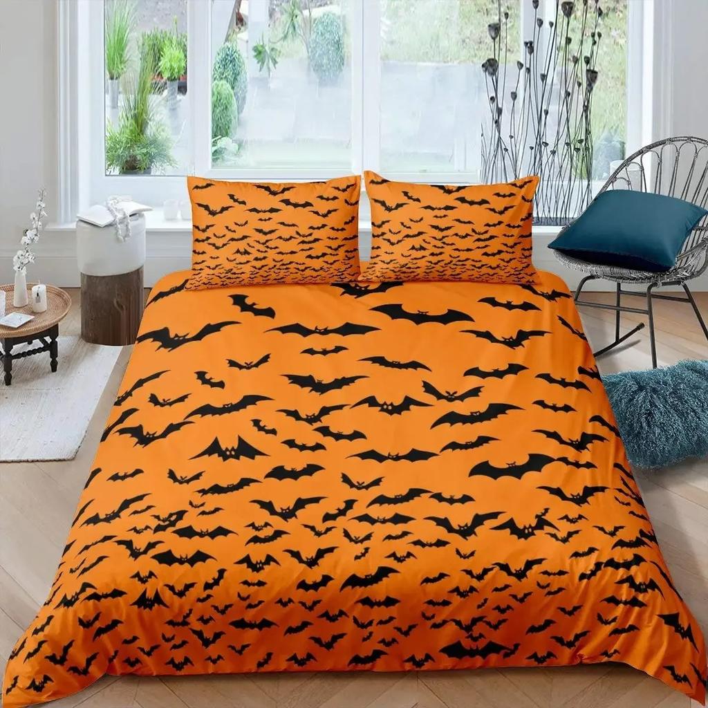 Halloween Tree Bedding Set Queen King Horror Theme Comforter Cover Gothic Spooky Twin Full Duvet Cover Branches Grey Quilt Cover