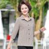 Lightweight Plaid Cotton Blouse for Mature Women, 3/4 Sleeves