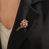 Three Dimensional Pink Fashionable Enamel Painting Oil Rose Bouquet Brooch Fresh Pastoral Style Temperament and Corsage Accessories