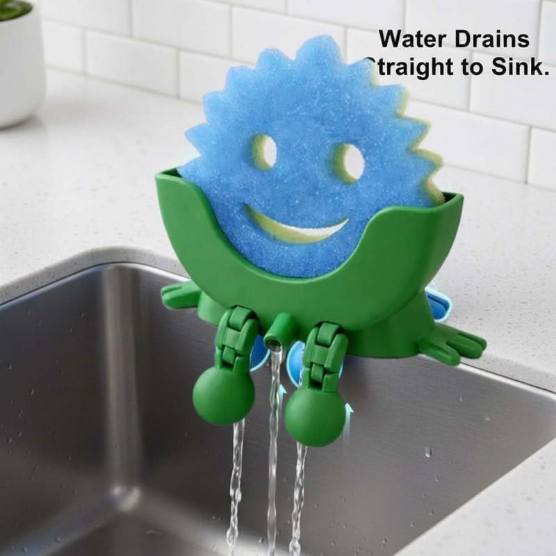 2026 New Creative Smiley Face Sponge Holder – 3D Printed with Drainage Holes & Support Legs,Kitchen Sink Countertop Storage Rack