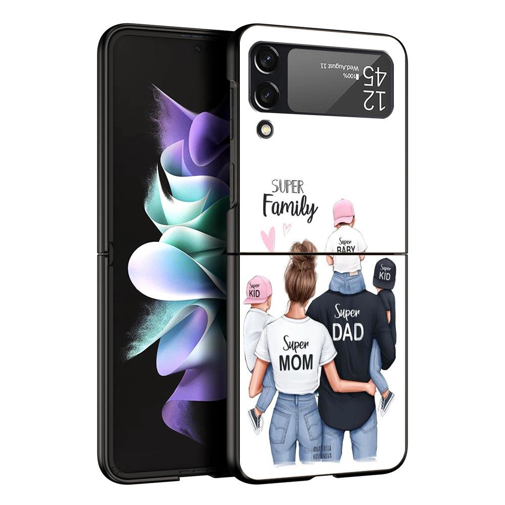 

Модный Чехол для Телефона Супер Мама Папа Для Samsung Galaxy Z Flip3 Flip4 Flip5 Чехол Оболочка Для Z Flip 3 4 5 6 Черный Жесткий Складной Чехол Samsung Z Flip