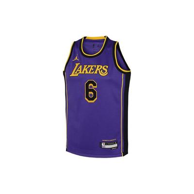 Lakers James 6 Γράμμα Εκτύπωση Αναπνεύσιμο Φαρδύ Φανέλα Μπάσκετ Παιδική φανέλα Μωβ 3Y2B7BXJP-LAK06