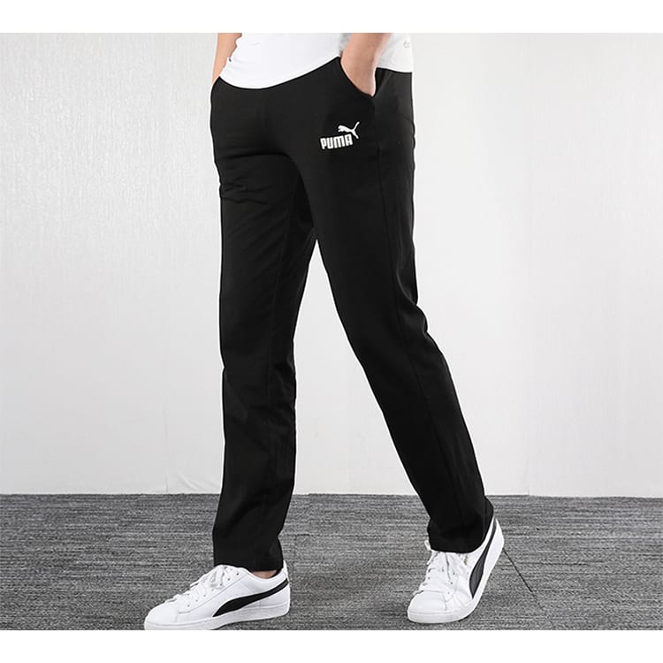 PUMA Knitted Sweatpants Men's Black Moderate Straight Fit Pants 843730-01