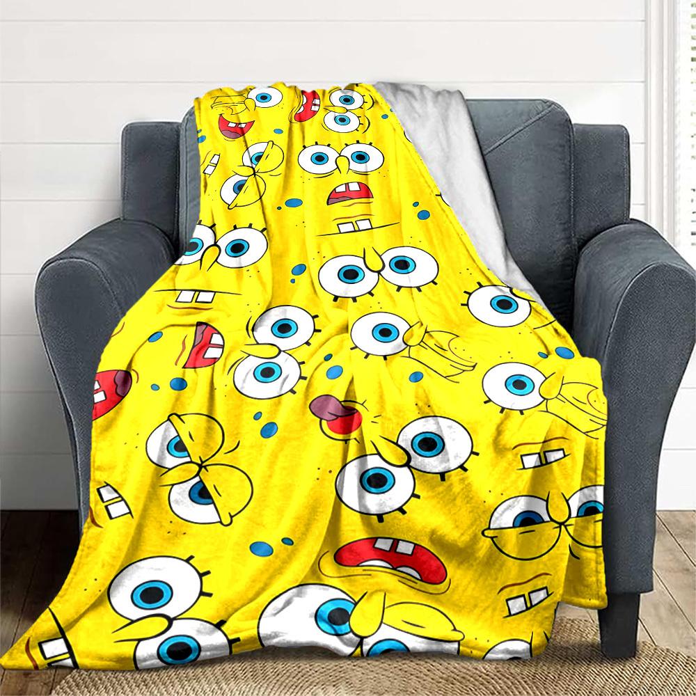 1 Stück Schwammkopf-Ausdrücke Weiche Hautfreundliche Flanelldecke mit Digitaldruck, Verschiedene Größen für Familie, Freunde, Geburtstag erhältlich