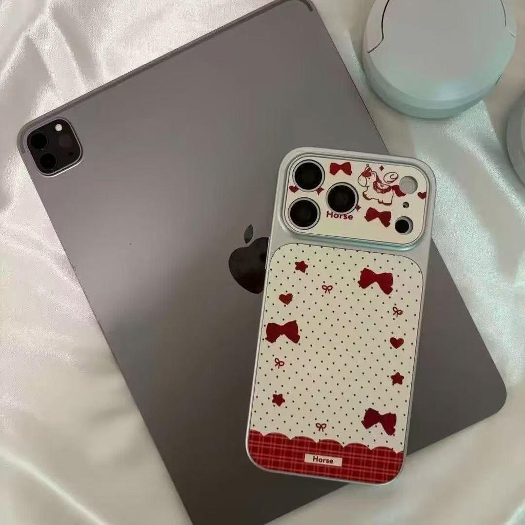 Bow Pony Is Suitable for 17promax Mobile Phone Case 16pro New 15 Leather 14 Large Windows 13/12 Women