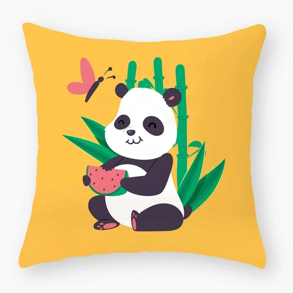 Cute Cartoon Panda Study Pillowcase Office Living Room Home Pillowcase Car Ornaments
