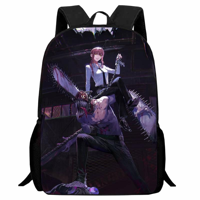 Printed Two-Dimensional Chainsaw Man Schoolbag, Primary School Student Cartoon Chaaw Man Backpack