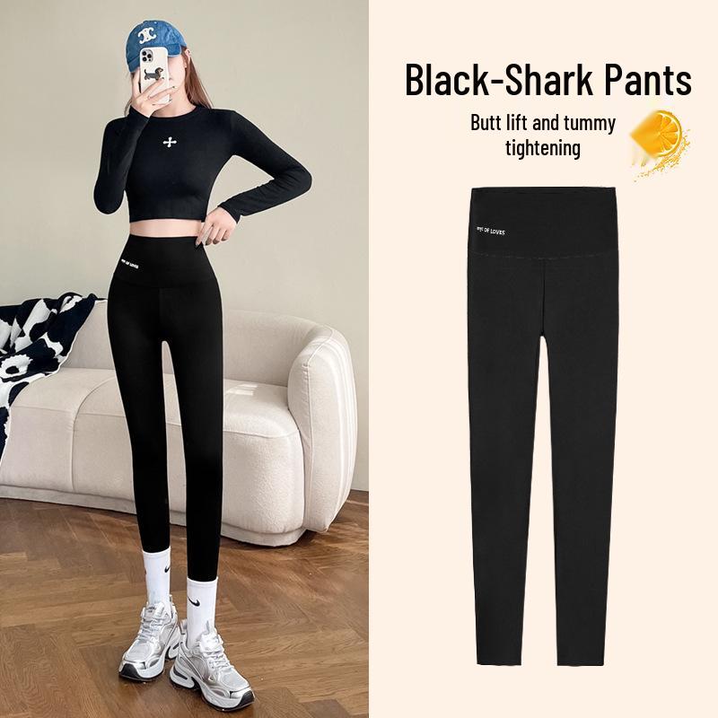 

Леггинсы с высокой талией, черные, утягивающие: Контроль живота, Плотная посадка, Осенняя верхняя одежда для женщин XL (suitable for 125~155 lbs)