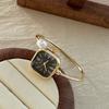 Fashion Pearl Bracelet Wristwatch Ladies Open Design Square Dial Quartz Watch Dress Versatile Watches For Women Montre Femme