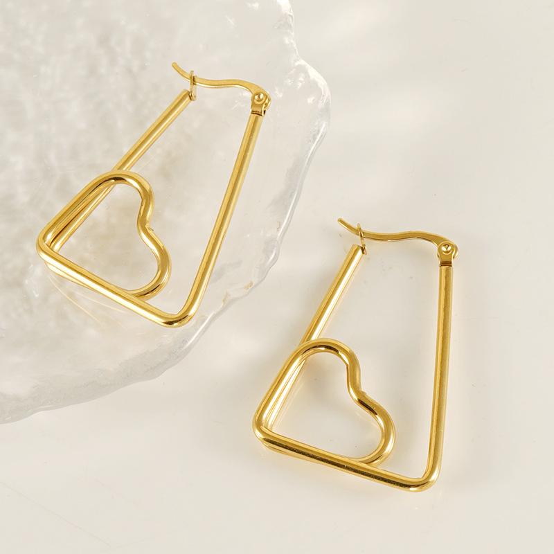 Minimalist Titanium Steel Heart Earrings - Luxury Irregular Design for Women