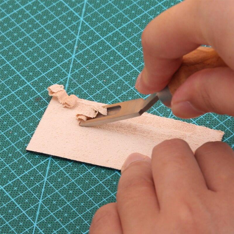 Wood Handle French Style Leather Craft Leather Edge Beveler Leather Cutting Skiving Trimming Tool Leather Craft Tool