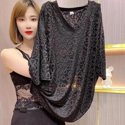 Damen Sommer V-Ausschnitt Dünn Einfarbig T-Shirts Koreanischer Stil High Street Tops Freizeit All-Match Tägliche Tops