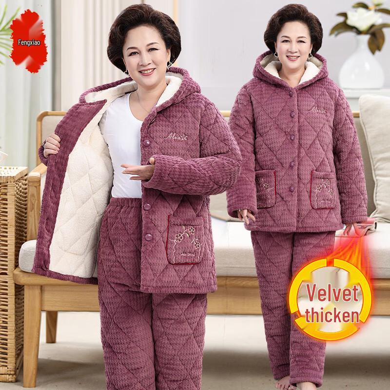 FENGXIAO Зимняя термофлисовая пижама для пар 2XL