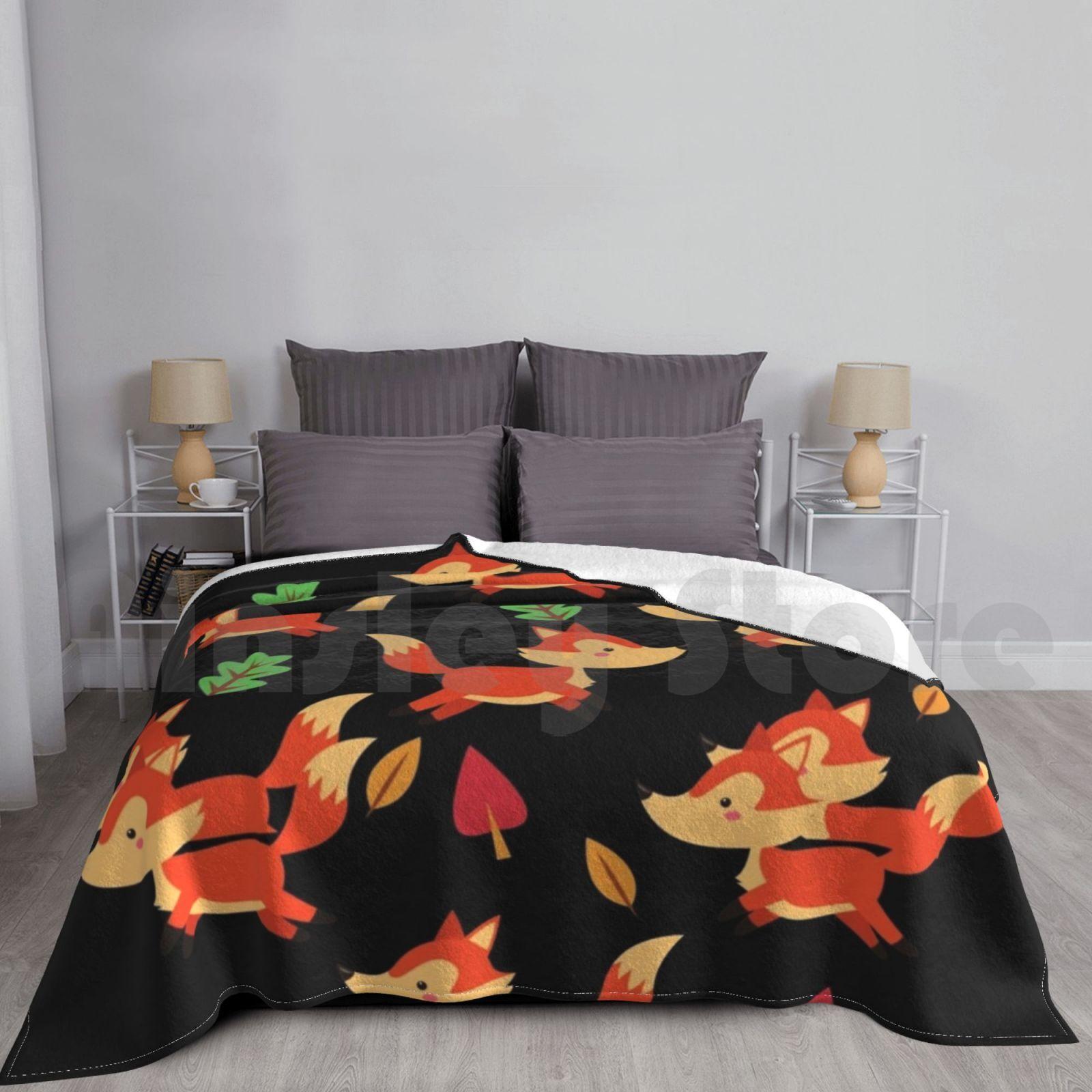 Blanket Fox Friends In The Woods 1418 Fox Fox Fox Fox Fox Fox Fox Fox Fox Fox Fox Animal Size: 75*100cm, Weight: 230 GSM