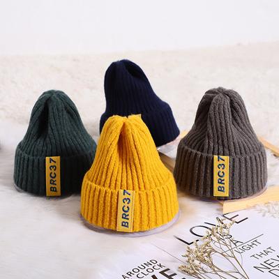 Korean Letter Baby Hat Winter Warm Baby Boys Girls Cap Beanies Soft Knitted Infant Toddler Hat Bonnet Kids Warmer Stuff