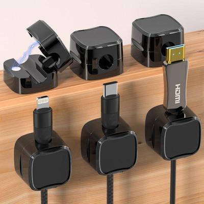 Magnetic Cable Organizer: Desktop & Wall-Mount Mouse, Phone Charger, and Data Cable Winder.