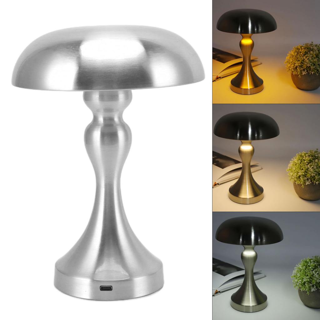 Table Lamp Rechargeable Mushroom Shape 3 Speed Color Temperature Touch Stepless Dimming Night Light
