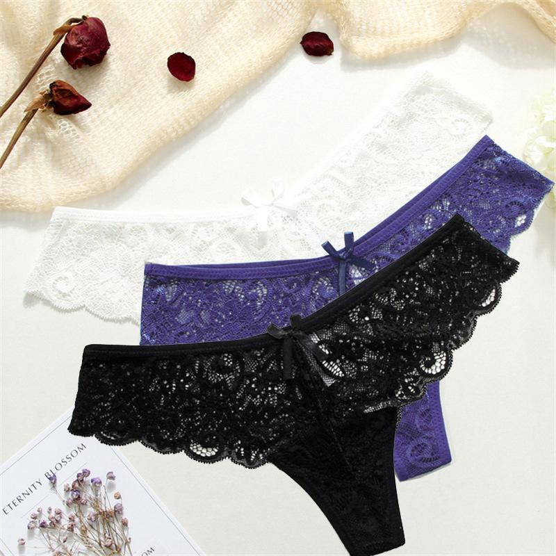 3ks/ šarže Sexy krajkové spodní prádlo pro dámské T kalhotky krajka s nízkým pasem bezešvá velká tanga