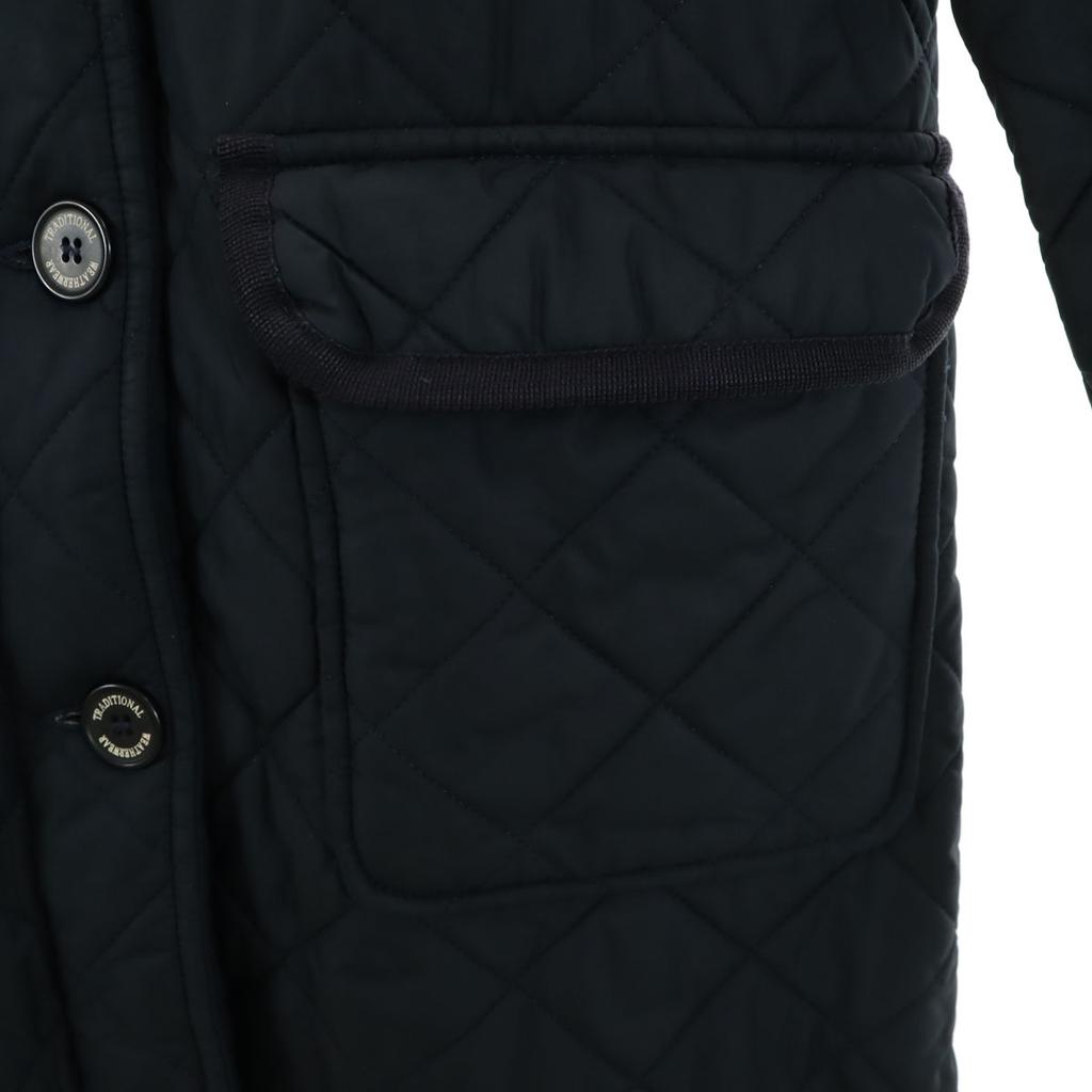 Traditionelle Wetterbekleidung Hergestellt in Großbritannien Gesteppter Mantel 36 Marineblau Rückseite mit Loch Damen Gebraucht