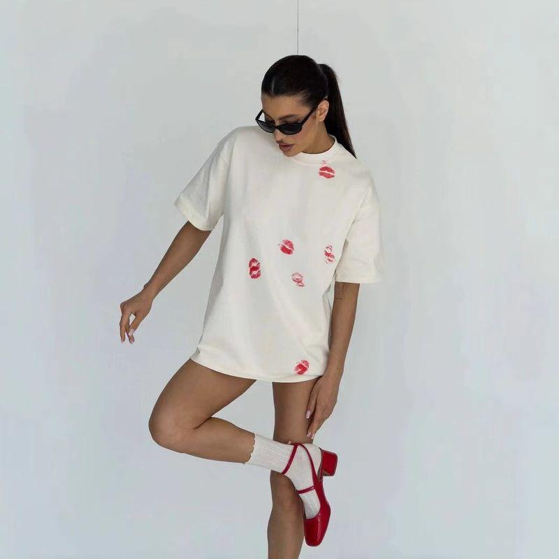 New Printed T-shirt Western Style New Fashion Casual Loose Print Short sleeve Cotton T-shirt Top