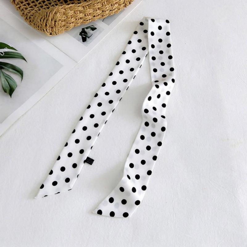 Fashion Dot Ribbon Silk Scarf Women Thin Neck Scarves Lady Small Shawls Narrow Female Neckerchief Dress Accessories