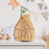 Benutzerdefiniertes Holzpuzzle Bärenfamilie mit 2-6 Namen, Buntes Herzdesign, Ideales Geschenk für Muttertag, Vatertag, Erntedankfest, Weihnachten