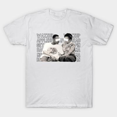 Men Black Print T-shirt Martin & Gina  - Wazzup / Damn Gina  | 90S Tv Sitcom No-Cut Transfer Paper Print Cotton Tshirt