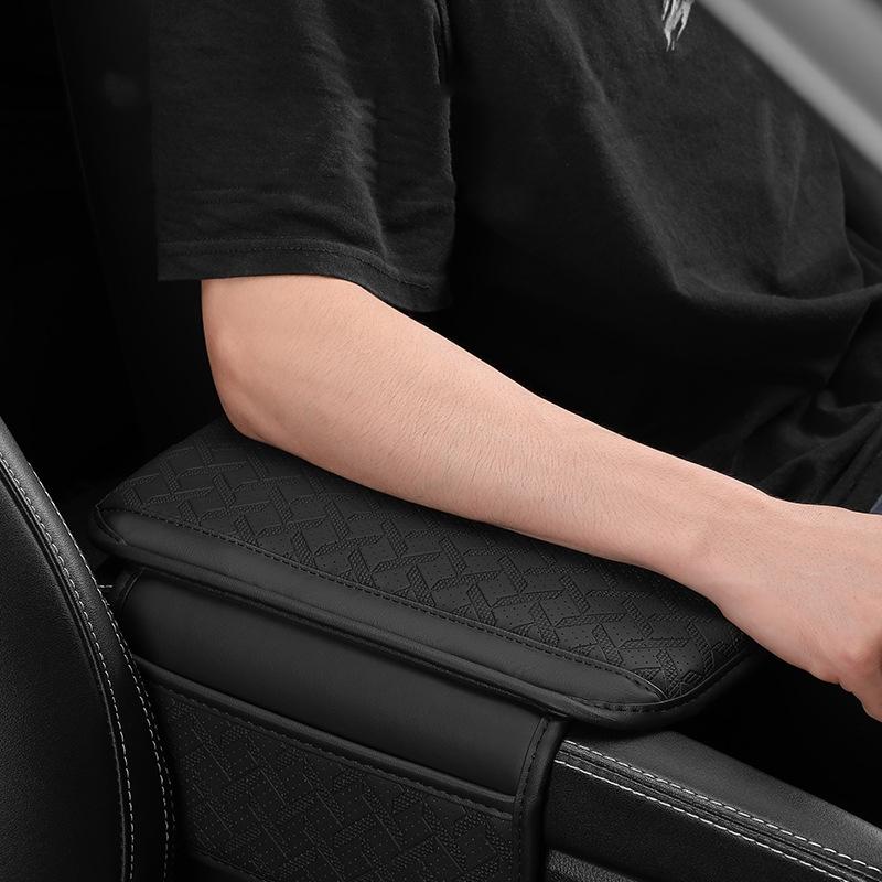 PU Leather Car Armrest Cushion With Storage Pocket-Anti-Slip Scratch-Resistant Elbow Support Pad For Most Vehicles
