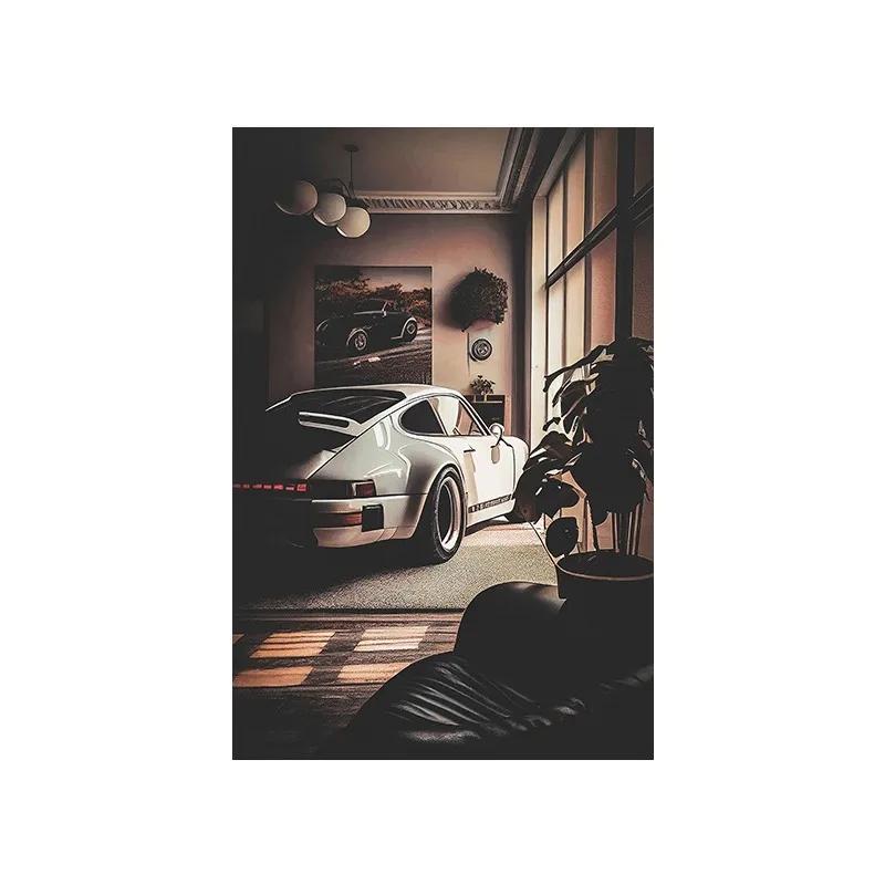 Vintage Racing Comic Illustration Luxury Sports Car Travel Poster Supercar Wall Art Canvas Painting Mural Gaming Room Home Decor