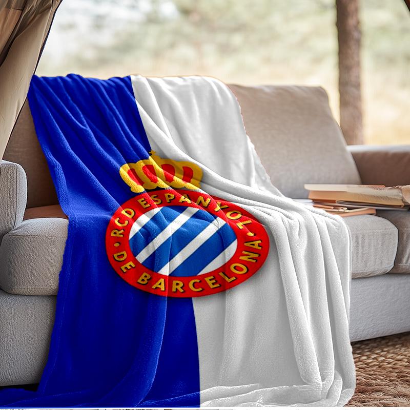 Real Sociedad Logo Ontwerp Deken Outdoor Flanellen Deken voor Kamperen, Wandelen, Tuinfeesten, Picknick Benodigdheden, cadeau voor familie en vrienden