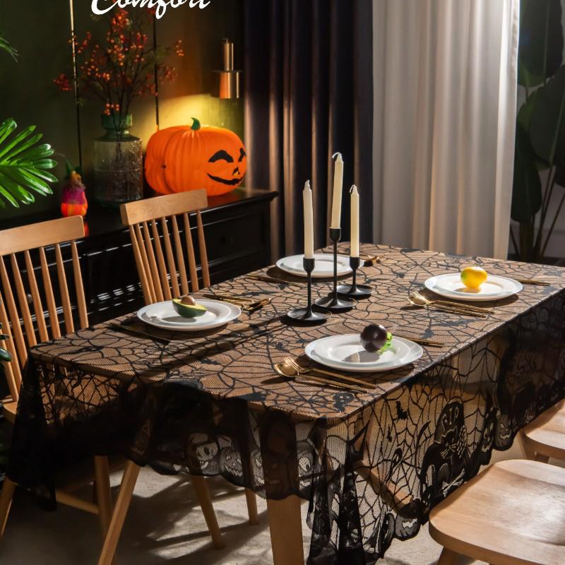 Zestaw: Szalik na kominek Pająk i Obrus Halloweenowy: Dynie, Okrągłe/Kwadratowe Obrusy, Dekoracja Bieżnika na Stół