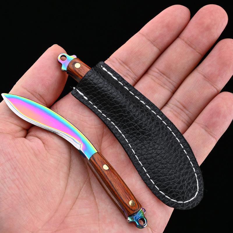 Mini High Hardness Stainless Steel Small Knife Outdoor Camping Portable Fruit Unboxing Knife Convenient Dog Leg Bending Knife