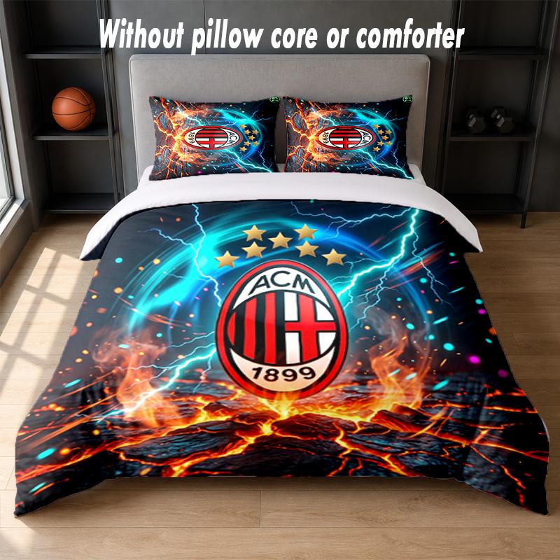 AC Milan Design Postel Sada povlečení 1 povlak na přikrývku + 2 povlaky na polštář Měkké prodyšné domácí lůžkoviny