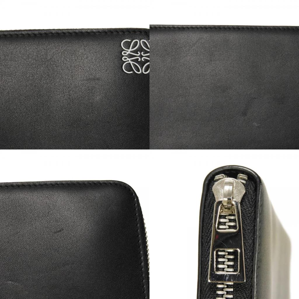 Used 12695 Zip Around Wallet 109N54.F13 7940 White Smooth Calfskin Zip Around Anagram Embossed Black Unisex from Japan
