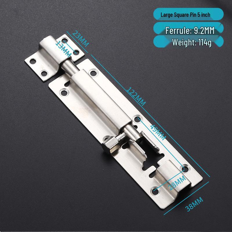 Thickened Stainless Steel Anti-Theft Door & Window Latch: Square Bolt for Cabinets & Doors, Surface-Mounted, Chinese Style