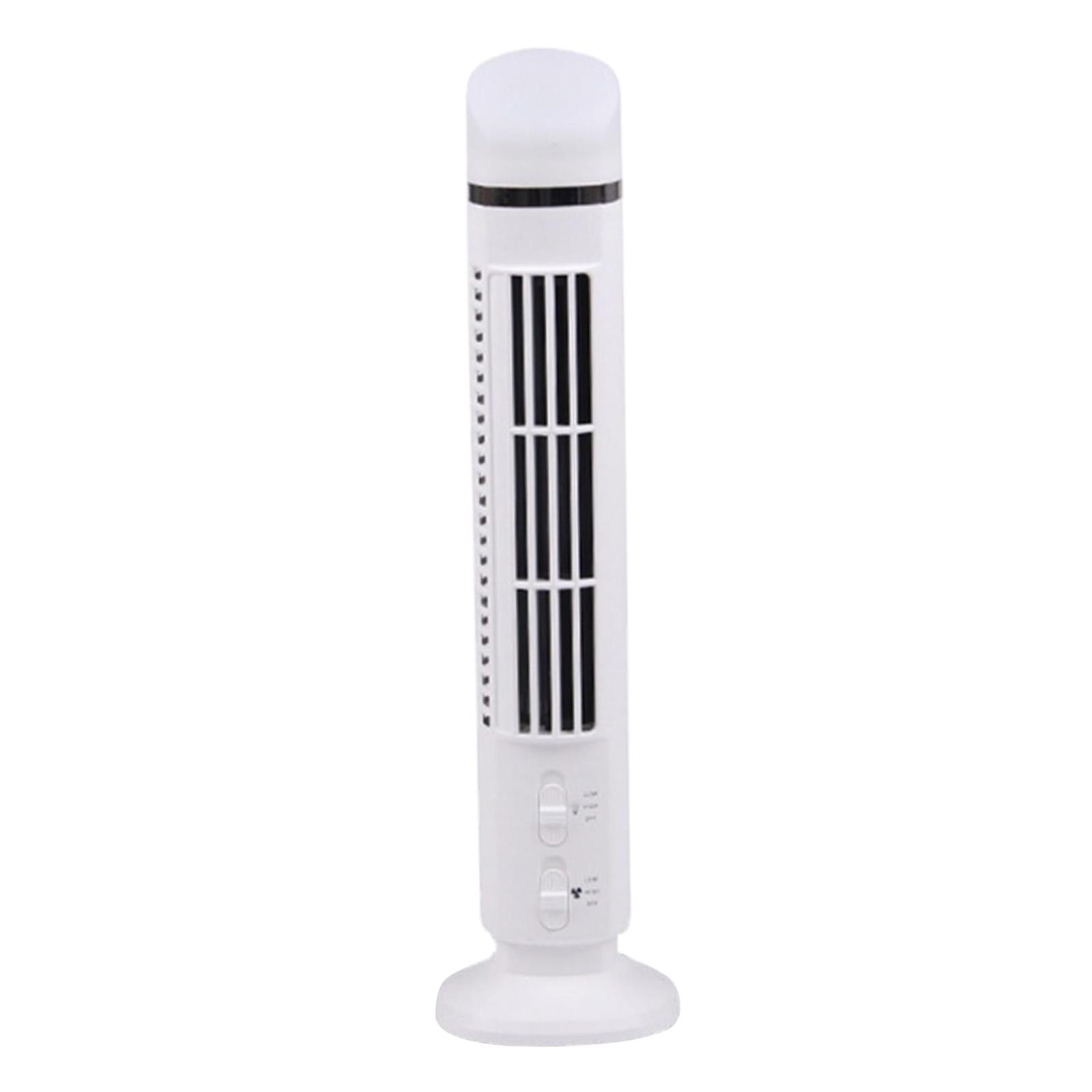 

Tower Fan Desktop Rechargeable Bladeless Fan USB Mini Portable Night Light Handheld Cooling Fan White
