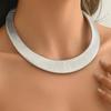 Exaggerated Personality Geometry Gold Color Striped Metal Wide Plain Circle Necklace for Women Hip-hop Fashion Chokers Jewelry