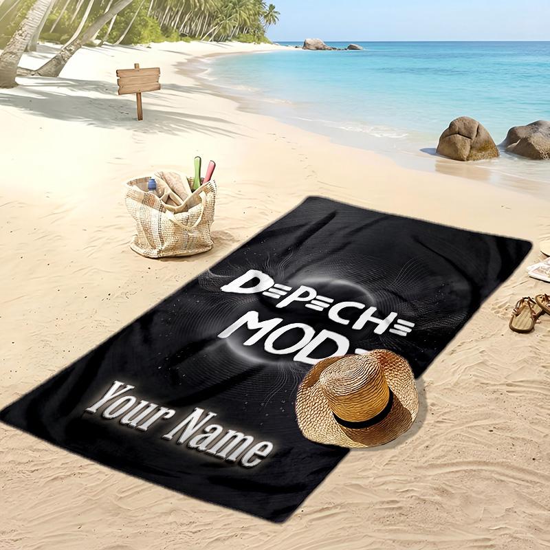Depeche Mode Custom Beach Towel, Print Your Name Text Lightweight Absorbent Towel for Swimming Travel