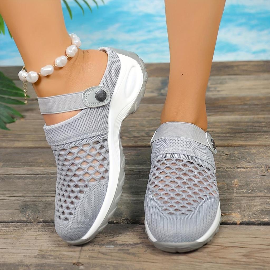 Nové letní dámské nazouvací sandály - Prodyšný síťovaný svršek s páskem kolem kotníku, Pohodlná EVA podrážka a podpora klenby