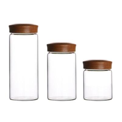 ZISIZ Acacia Wood Sealed Glass Storage Jar