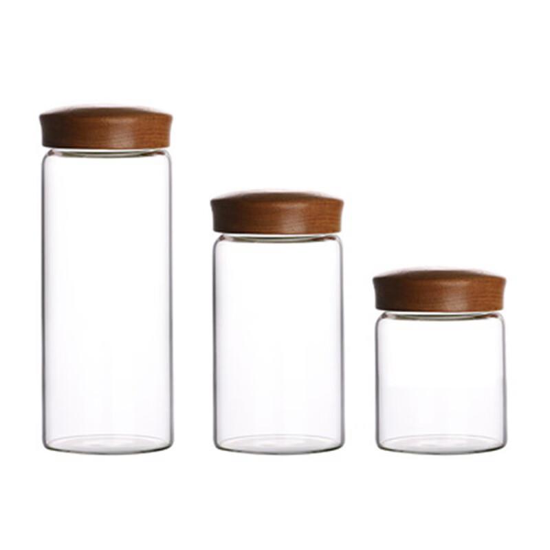 ZISIZ Acacia Wood Sealed Glass Storage Jar