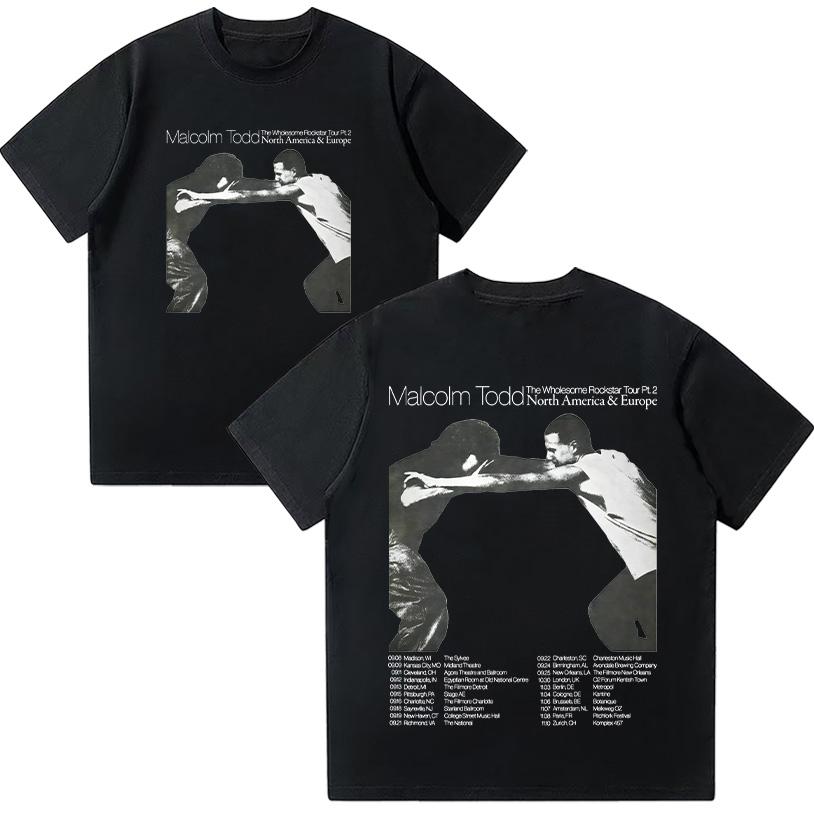 

Malcolm Todd The Wholesome Rockstar Tour Pt.2 T Shirt Unisex Vintage 90s T-Shirt Streewear Men and Woman Cotton Short Sleeve Top XS