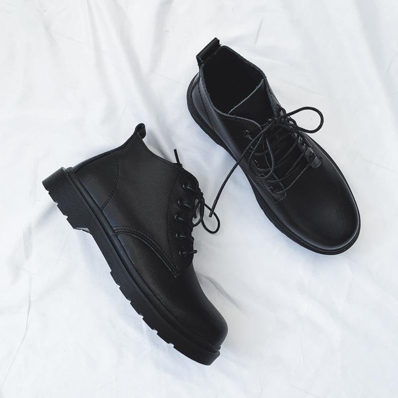 

Autumn and winter leather large size new mid-top short boots couple Martin boots trendy shoes platform tooling shoes men s and women s leather boots 36