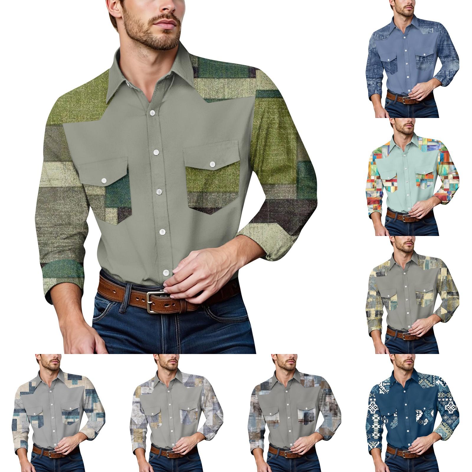 

Men S Fashionable Lapel And Shoulder Length Long Sleeved Casual Top L синій