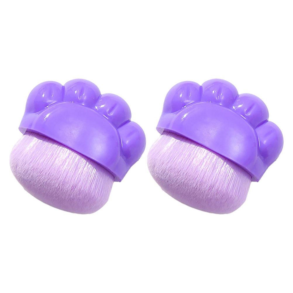 2Pcs Cat Paw Shaped Foundation Brush Soft Artificial Fiber Makeup Applicator for Liquid Powder Blush Concealer Portable Travel