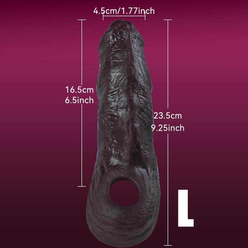 Black Penis Sleeve Enlargement Sleeve For Cock Sex Toys for Men Extender Silicone Dick Sleeve Artificial Penis Enlarge Thicken Condom