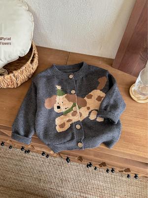 Children's Jacquard Knit Puppy Sweater - Autumn/Winter 2025 Collection