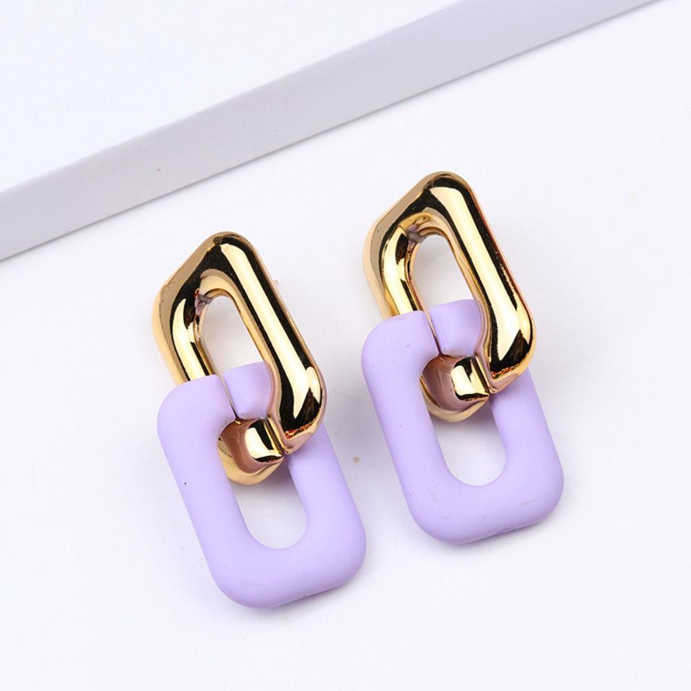 Attractive Color Link Chain Earrings Acrylic Colorful Earring Geometry Dangle Earrings
