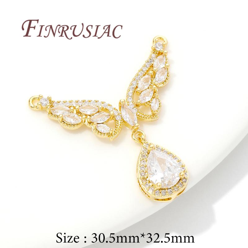 18K Real Gold Plated Connectors For Jewelry,Butterfly Charms For Jewelry Making Pendant For Needlework,DIY Necklace Accessories