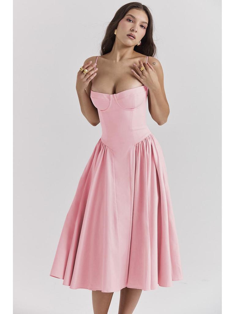 2024 French Retro Long Slip Dress - Court Style Dopamine Outfit